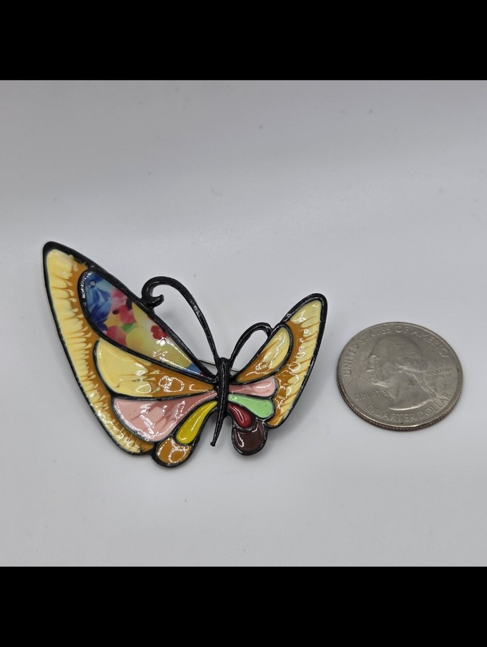 Colorful Butterfly Brooch Floral Asymmetric Statement Pin New Summer Mulicolored - Picture 4 of 4
